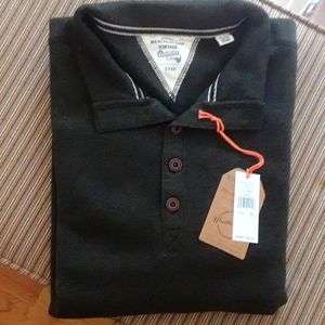 Weatherproof Vintage 3 Button Pull Over Long Sleeve Shirt Heathered Olive XL